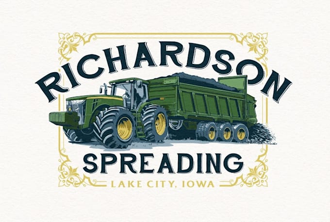 design retro vintage tractor logo and illustration