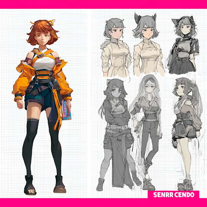 create full anime character sheet