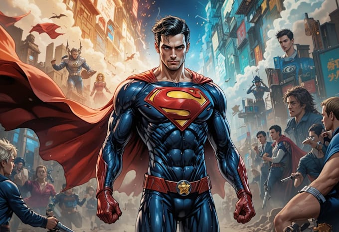 create epic superhero comic art illustration