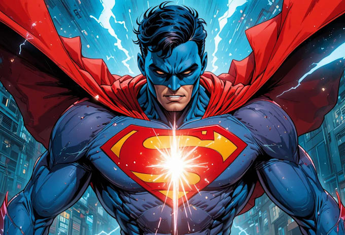 create action packed  scenes superhero comic