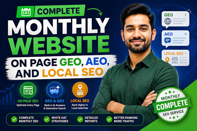do monthly website on page SEO, GEO, aeo, and aio