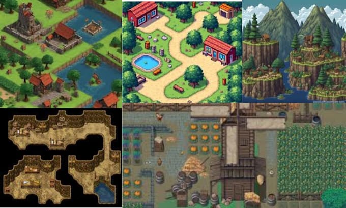 create custom pokemon pixel art map tiled map pixel art tileset rpg maker mv mz