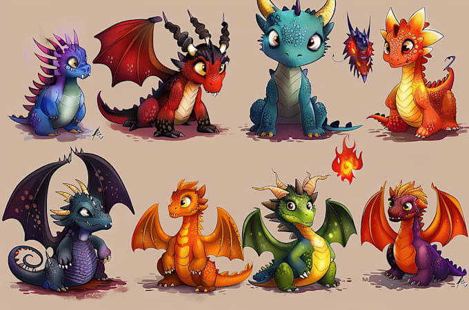 draw cartoon for character, monster, dragon