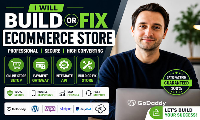 build or fix ecommerce store, online store setup, payment gateway, integrate api