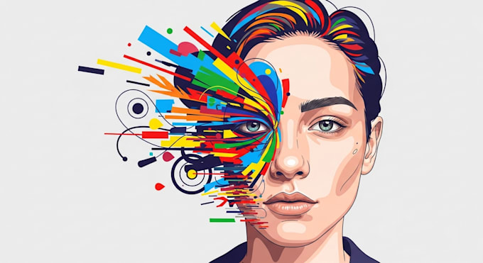 create a face into color vector portrait drawing