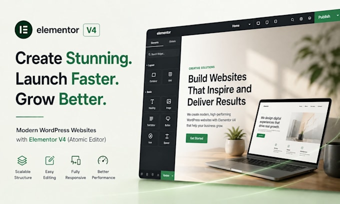 build scalable wordpress website using elementor v4 or atomic editor