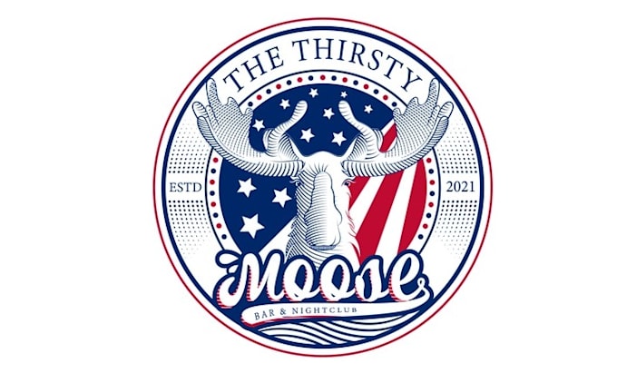 design thirsty moose knight club bar logo