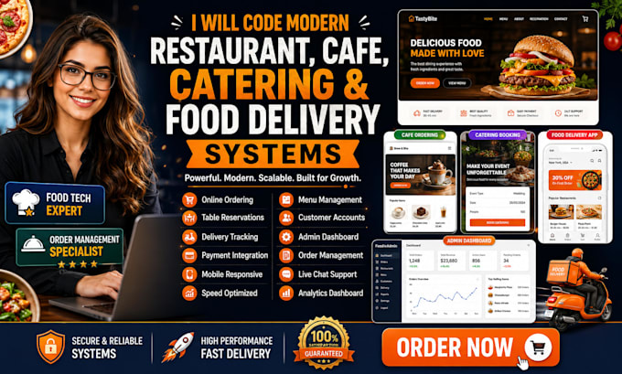 code modern restaurant, cafe, catering , and food delivery system