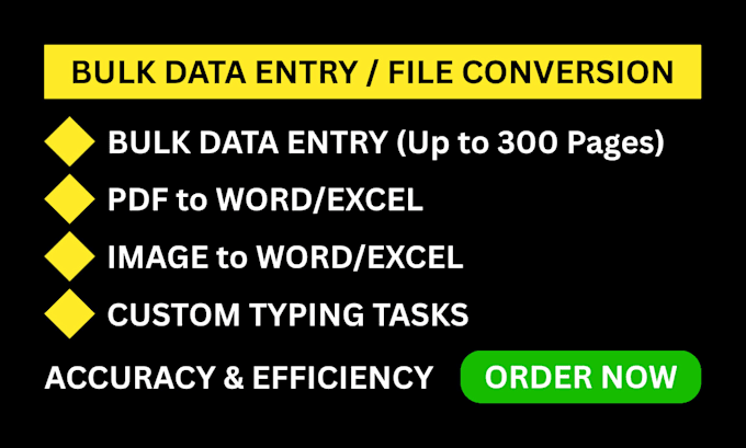 do bulk data entry, pdf to excel, pdf to word