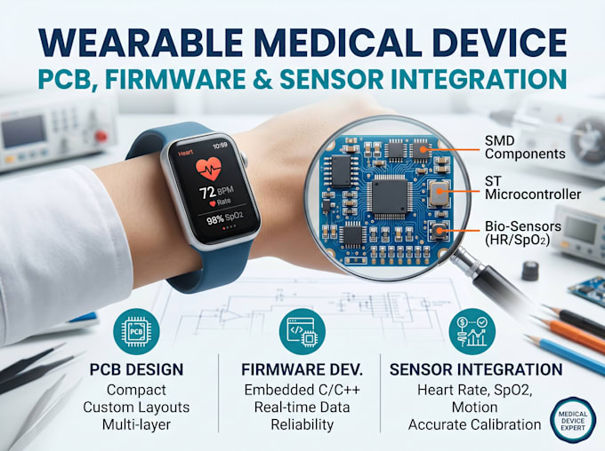design wearable medical device pcb, firmware and sensor integration