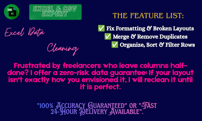 fix, format, clean excel data, and merge duplicates