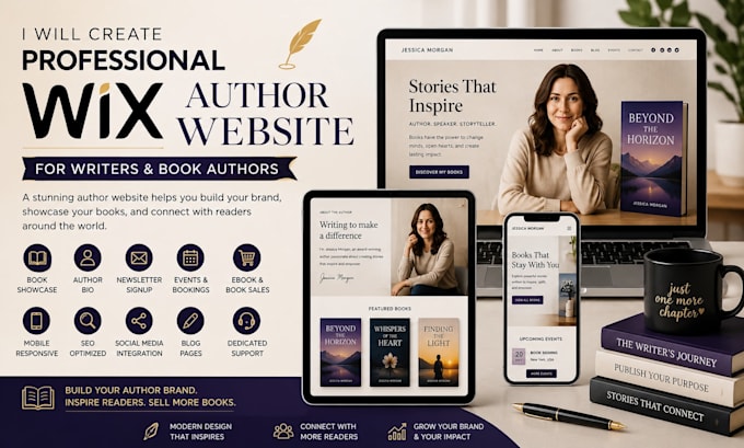 create professional wix author website for writers and book authors