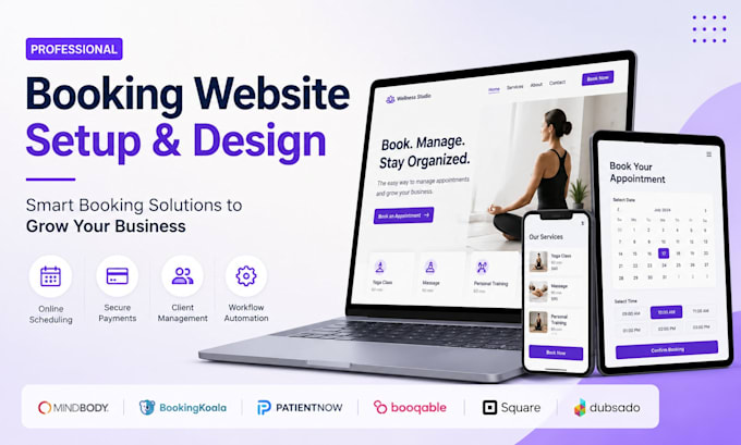 setup mindbody bookingkoala patientnow booqable square booking dubsado website