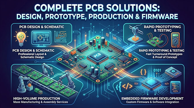 do pcb design, prototyping, production with firmware