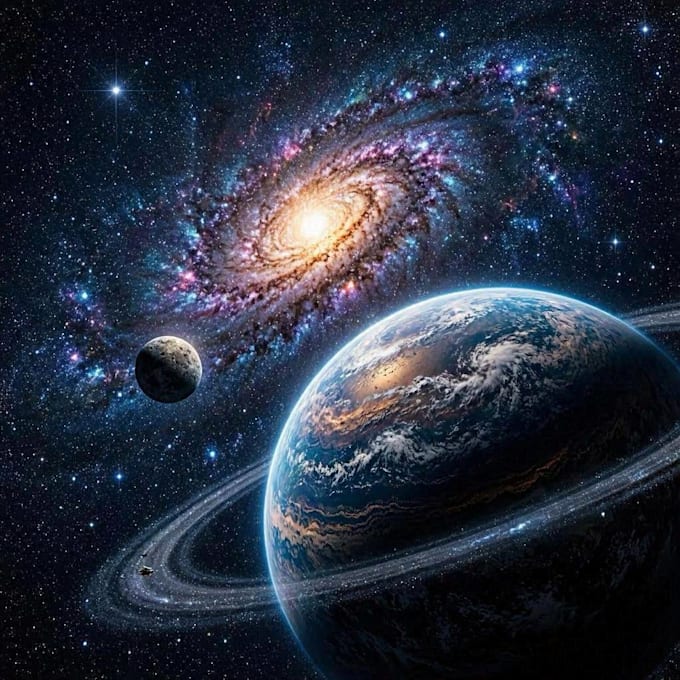create realistic sci fi planet artwork