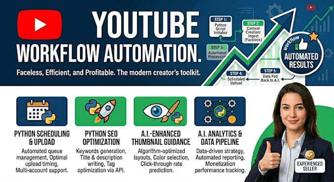 make a python bot for youtube workflow automation