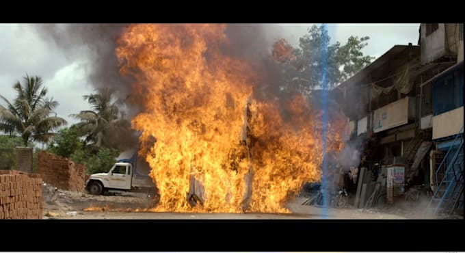 do visual effects, compositing, and cinematic video editing, fire explosion