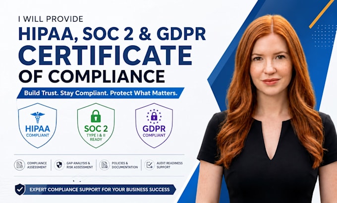 provide hipaa soc2 and gdpr certificate of compllance