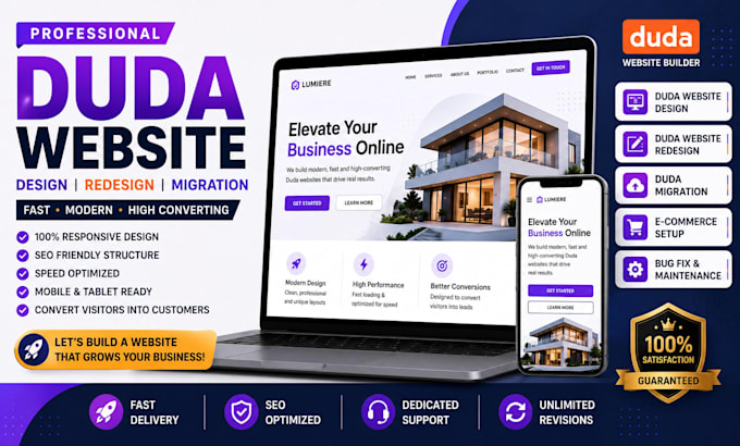 design a professional duda website, redesign and migrate your site to duda
