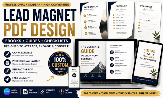 design a coaching lead magnet PDF, workbook or canva guide