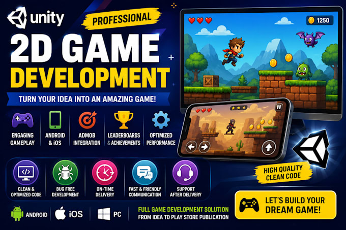 develop a professional unity 2d mobile game for android