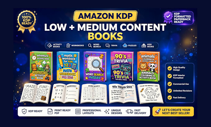 create low content workbook, low content activity book and kids chapters