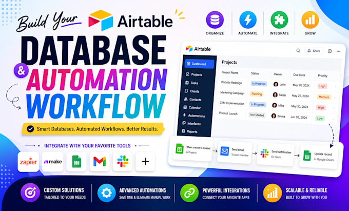 build your airtable database and automation workflow