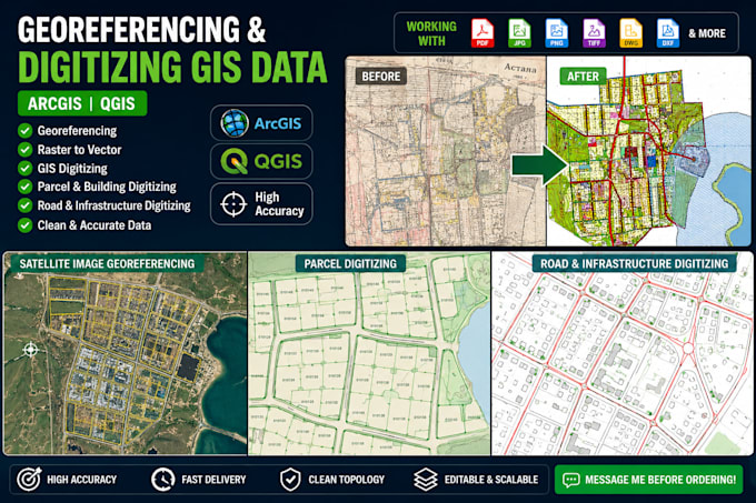 georeference maps and digitize gis data in arcgis and qgis