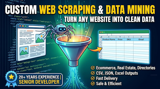 build a custom web scraper and data extraction script
