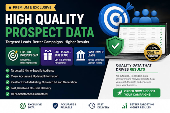 provide first hit prospect data, sweepstak leads, crypto email list, senior lead