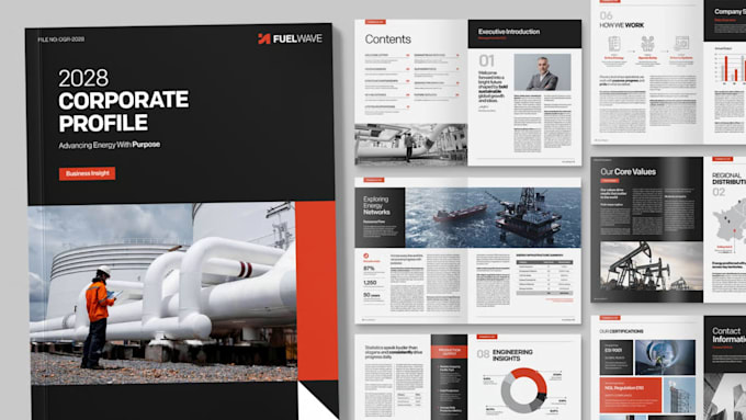 design company profile, brochure, flyer, product catalog, lookbook and magazine