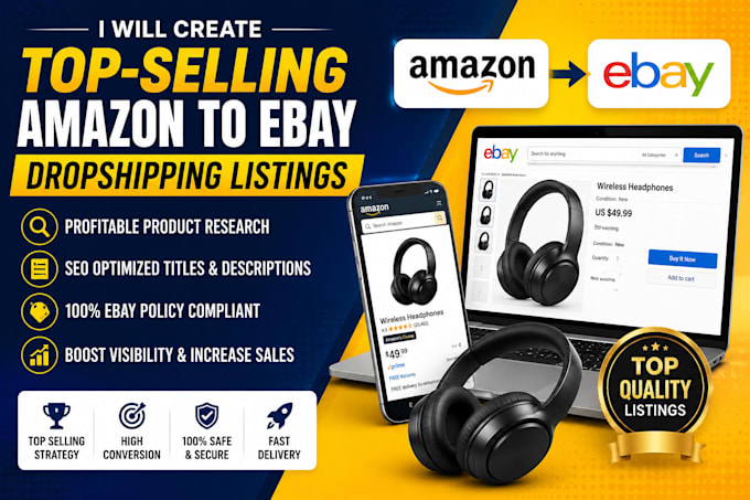 create top selling amazon to ebay dropshipping listings