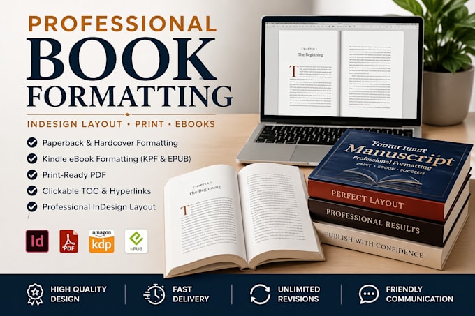 do adobe indesign formatting, indesign project, print book, canva ebook design