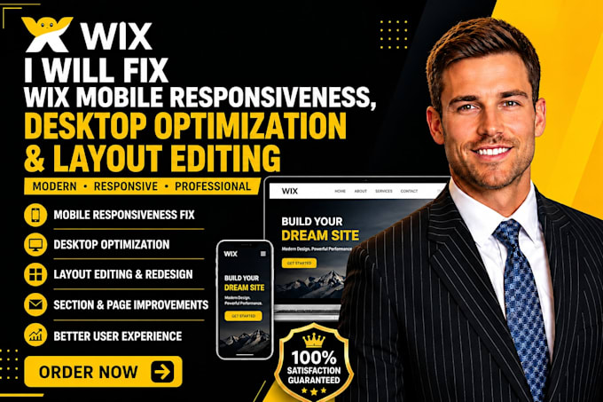 fix redesig wix mobile responsiveness desktop optimization and layout editing