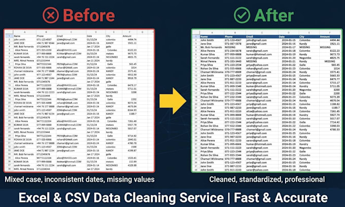 clean and convert your excel, CSV or PDF data professionally