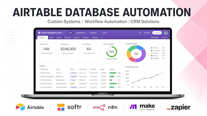 do airtable database, airtable interface, softr expert, automations integration