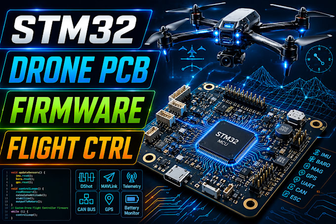 develop stm32 drone flight controller pcb, embedded firmware and uav electronics