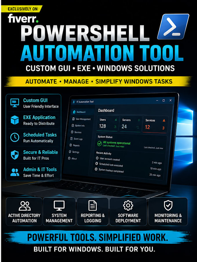 create powershell gui tool or windows automation application or desktop utility
