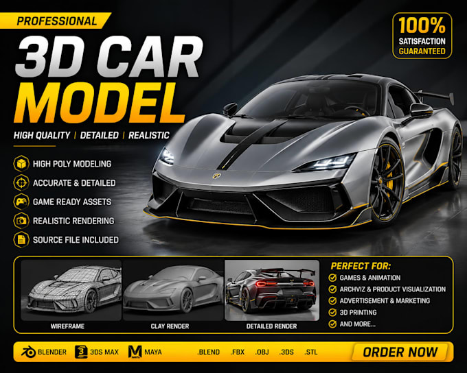 do 3d car model animation for 3d printing