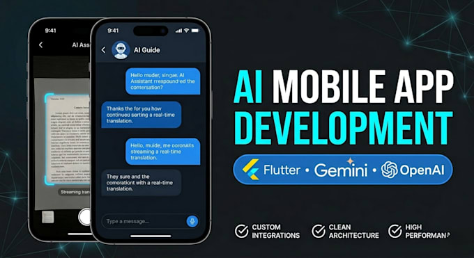 do ai app development, build custom mobile app in flutter
