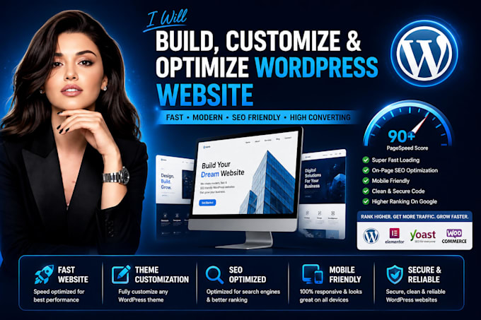 build wordpress site, customize wordpress themes, and optimize wordpress for SEO