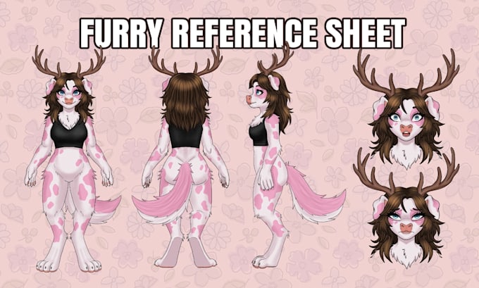draw fursona and furry reference sheet and character design