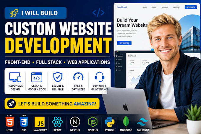 build a custom website, front end development and full stack web application
