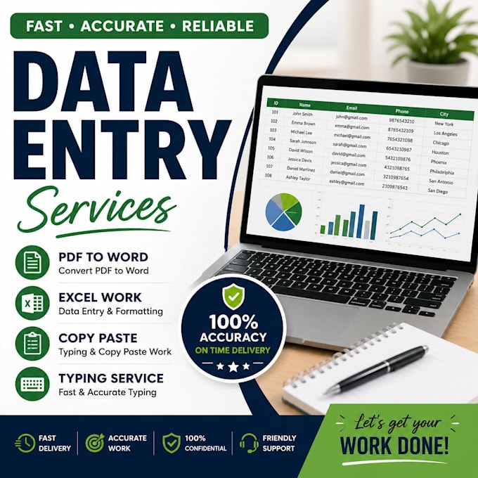 do entry ,typing ,pdf to word and excel work