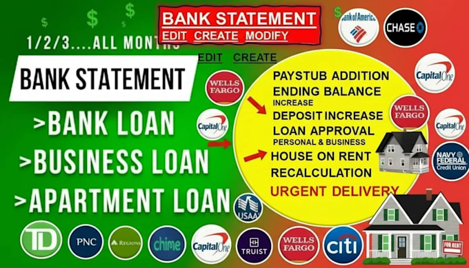 bank statement for loan or rental apartment approval