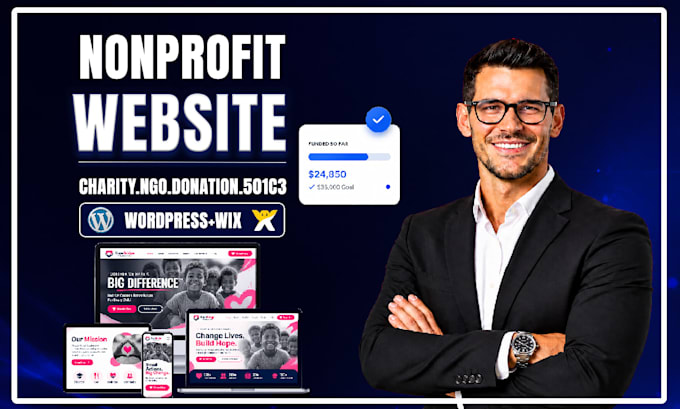 build nonprofit charity ngo donation 501c3 website on wordpress or wix