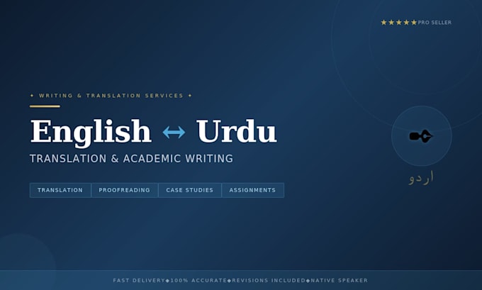 translate, proofread, edit english to urdu and write case study or assignments