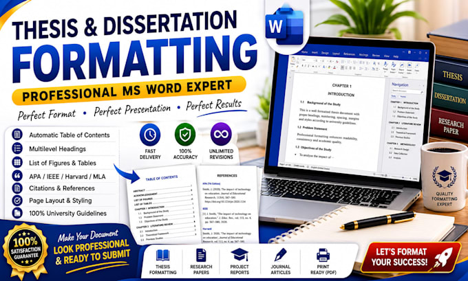 format thesis dissertation and research paper in ms word
