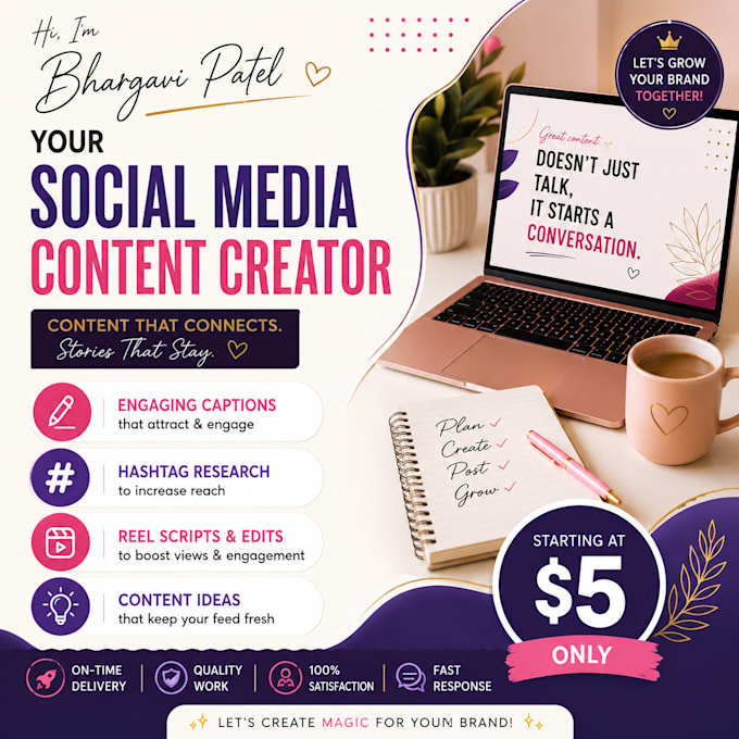 write engaging social media content, captions and scripts