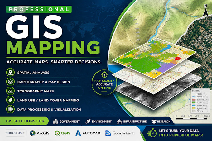 create professional gis maps, cartographic designs, and conduct spatial analysis